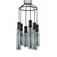 LUNA 96 LUSTER 6*GU10 BLACK/SMOKED GLASS